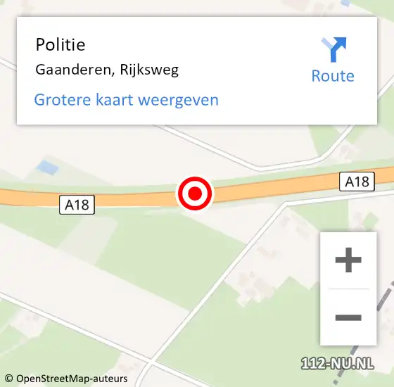 Locatie op kaart van de 112 melding: Politie Gaanderen, Rijksweg op 19 augustus 2020 14:20