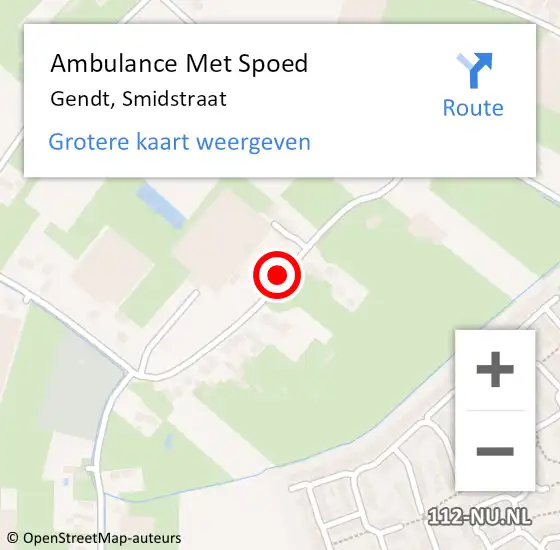 Locatie op kaart van de 112 melding: Ambulance Met Spoed Naar Gendt, Smidstraat op 19 augustus 2020 15:25