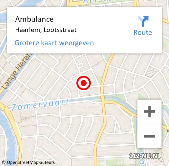 Locatie op kaart van de 112 melding: Ambulance Haarlem, Lootsstraat op 19 augustus 2020 15:29