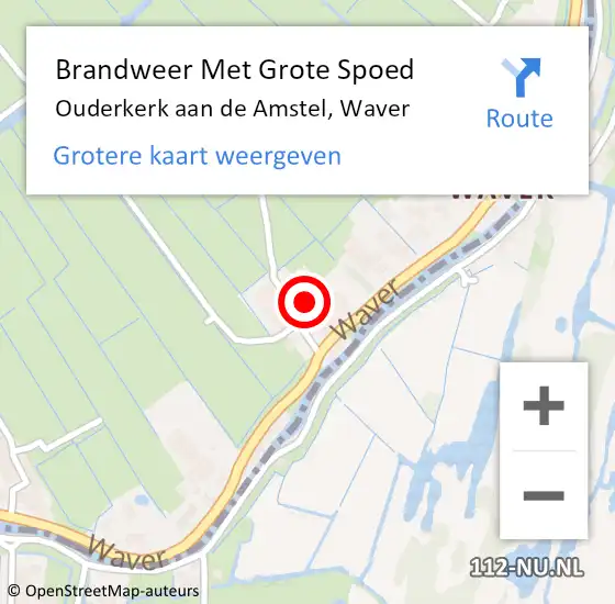 Locatie op kaart van de 112 melding: Brandweer Met Grote Spoed Naar Ouderkerk aan de Amstel, Waver op 19 augustus 2020 17:28