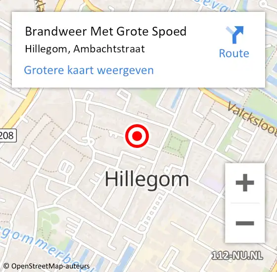 Locatie op kaart van de 112 melding: Brandweer Met Grote Spoed Naar Hillegom, Ambachtstraat op 16 mei 2014 12:28