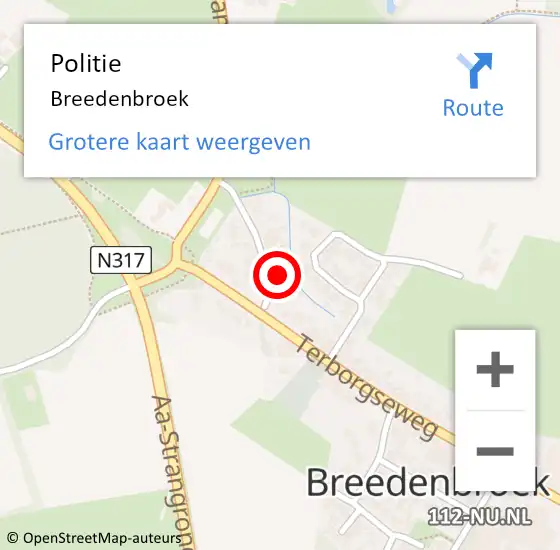 Locatie op kaart van de 112 melding: Politie Breedenbroek op 19 augustus 2020 20:59
