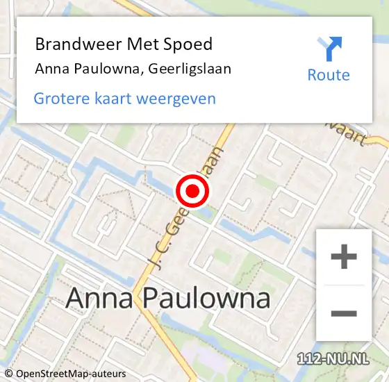 Locatie op kaart van de 112 melding: Brandweer Met Spoed Naar Anna Paulowna, Geerligslaan op 19 augustus 2020 21:37