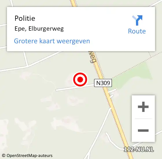Locatie op kaart van de 112 melding: Politie Epe, Elburgerweg op 19 augustus 2020 22:35