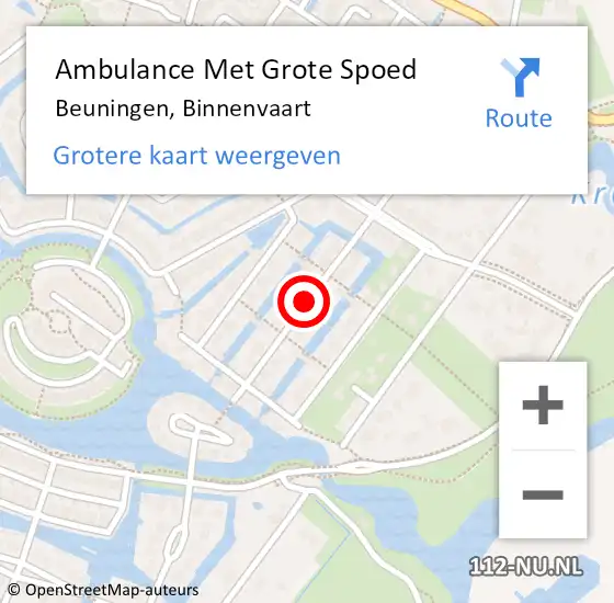 Locatie op kaart van de 112 melding: Ambulance Met Grote Spoed Naar Beuningen, Binnenvaart op 19 augustus 2020 22:36