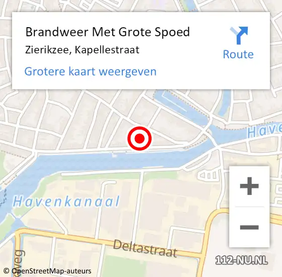 Locatie op kaart van de 112 melding: Brandweer Met Grote Spoed Naar Zierikzee, Kapellestraat op 20 augustus 2020 01:10