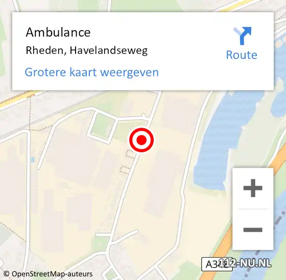 Locatie op kaart van de 112 melding: Ambulance Rheden, Havelandseweg op 20 augustus 2020 01:25