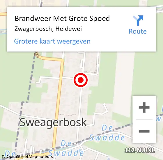 Locatie op kaart van de 112 melding: Brandweer Met Grote Spoed Naar Zwagerbosch, Heidewei op 20 augustus 2020 04:16