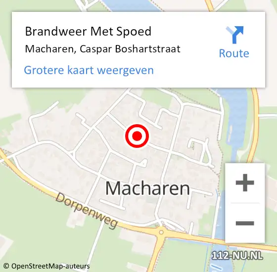 Locatie op kaart van de 112 melding: Brandweer Met Spoed Naar Macharen, Caspar Boshartstraat op 20 augustus 2020 08:09
