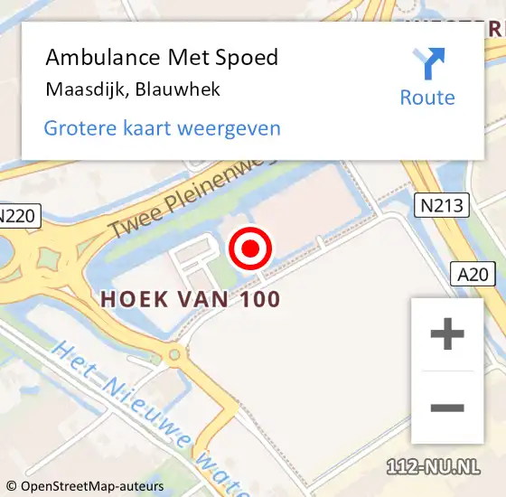 Locatie op kaart van de 112 melding: Ambulance Met Spoed Naar Maasdijk, Blauwhek op 20 augustus 2020 08:15