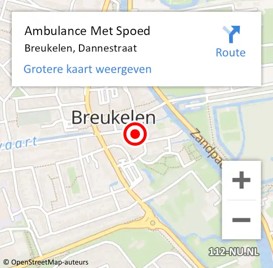 Locatie op kaart van de 112 melding: Ambulance Met Spoed Naar Breukelen, Dannestraat op 16 mei 2014 13:04