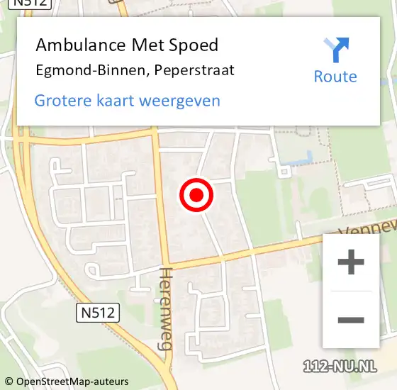 Locatie op kaart van de 112 melding: Ambulance Met Spoed Naar Egmond-Binnen, Peperstraat op 20 augustus 2020 10:02