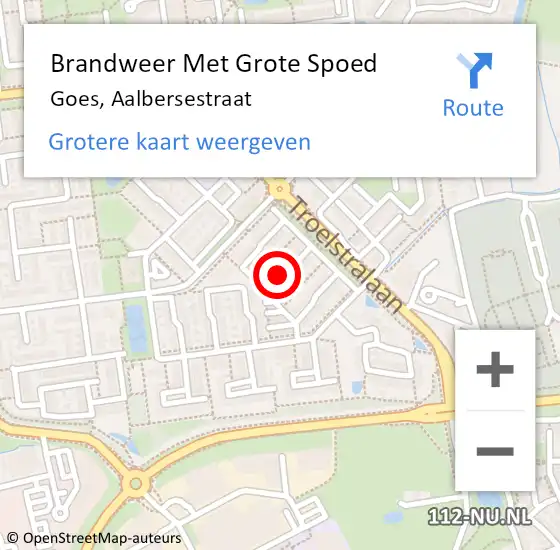 Locatie op kaart van de 112 melding: Brandweer Met Grote Spoed Naar Goes, Aalbersestraat op 16 mei 2014 13:09