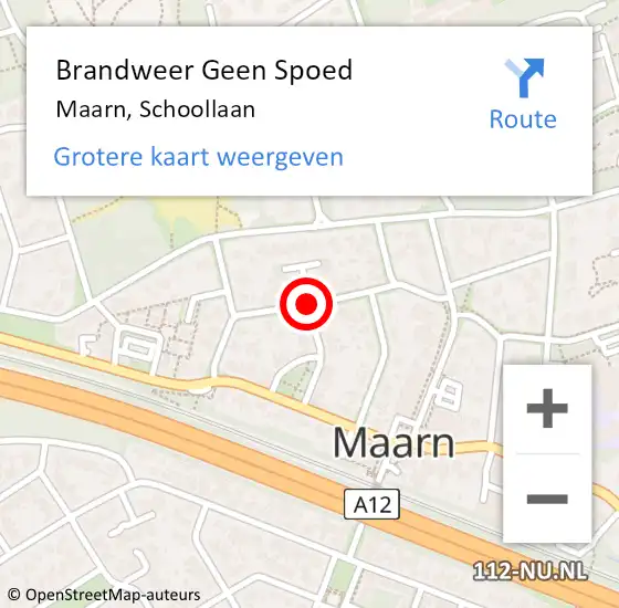 Locatie op kaart van de 112 melding: Brandweer Geen Spoed Naar Maarn, Schoollaan op 20 augustus 2020 10:45