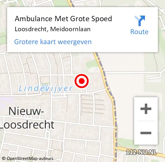 Locatie op kaart van de 112 melding: Ambulance Met Grote Spoed Naar Loosdrecht, Meidoornlaan op 16 mei 2014 13:22