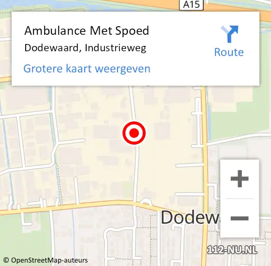 Locatie op kaart van de 112 melding: Ambulance Met Spoed Naar Dodewaard, Industrieweg op 20 augustus 2020 12:49