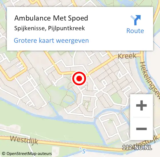 Locatie op kaart van de 112 melding: Ambulance Met Spoed Naar Spijkenisse, Pijlpuntkreek op 20 augustus 2020 13:22