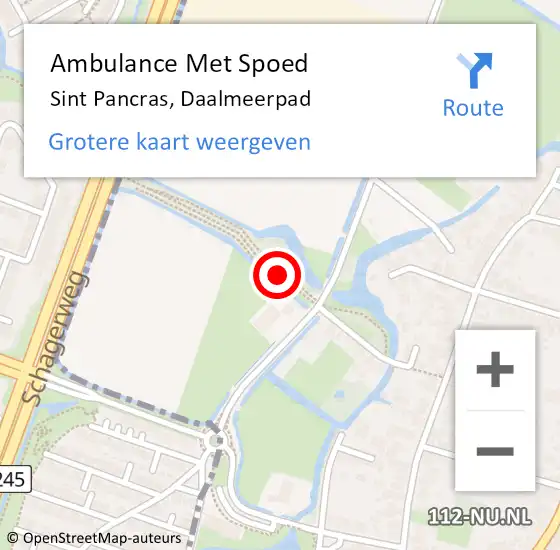 Locatie op kaart van de 112 melding: Ambulance Met Spoed Naar Sint Pancras, Daalmeerpad op 20 augustus 2020 15:22