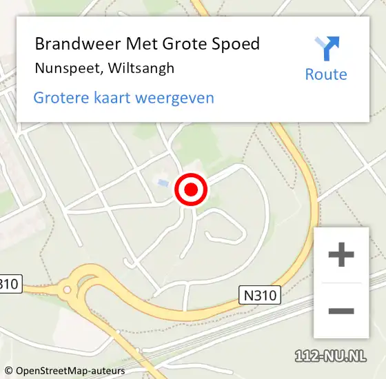 Locatie op kaart van de 112 melding: Brandweer Met Grote Spoed Naar Nunspeet, Wiltsangh op 20 augustus 2020 15:35