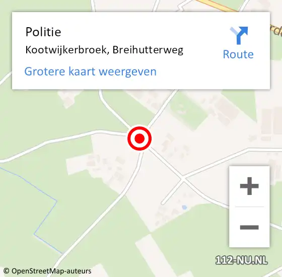 Locatie op kaart van de 112 melding: Politie Kootwijkerbroek, Breihutterweg op 20 augustus 2020 16:41