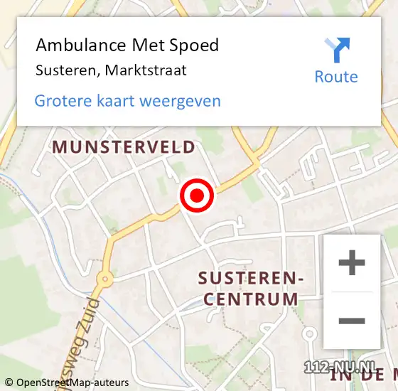 Locatie op kaart van de 112 melding: Ambulance Met Spoed Naar Susteren, Marktstraat op 20 augustus 2020 17:21