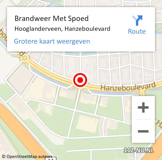 Locatie op kaart van de 112 melding: Brandweer Met Spoed Naar Hooglanderveen, Hanzeboulevard op 20 augustus 2020 18:01