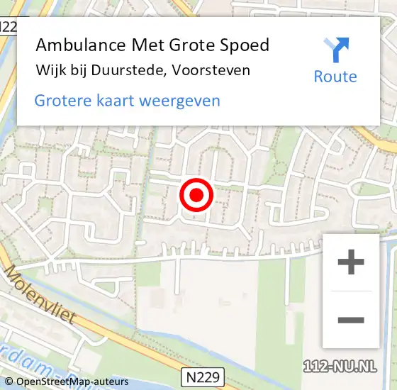 Locatie op kaart van de 112 melding: Ambulance Met Grote Spoed Naar Wijk bij Duurstede, Voorsteven op 16 mei 2014 14:08