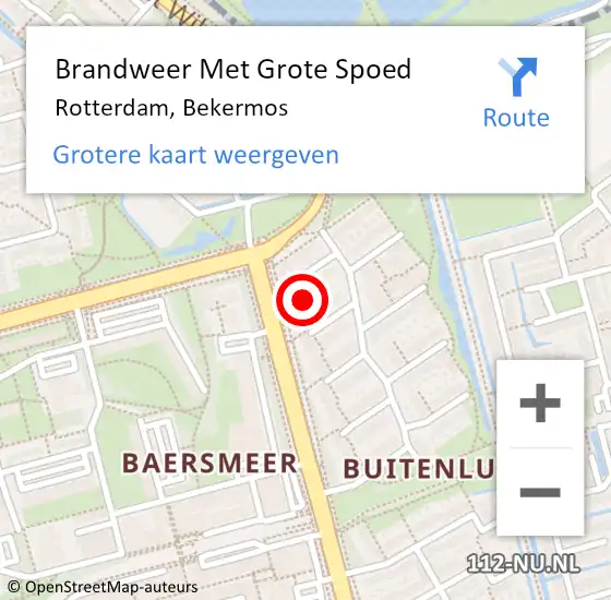 Locatie op kaart van de 112 melding: Brandweer Met Grote Spoed Naar Rotterdam, Bekermos op 20 augustus 2020 20:34