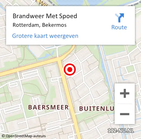 Locatie op kaart van de 112 melding: Brandweer Met Spoed Naar Rotterdam, Bekermos op 20 augustus 2020 20:54