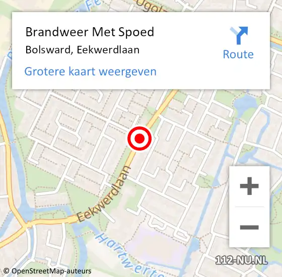 Locatie op kaart van de 112 melding: Brandweer Met Spoed Naar Bolsward, Eekwerdlaan op 20 augustus 2020 21:06