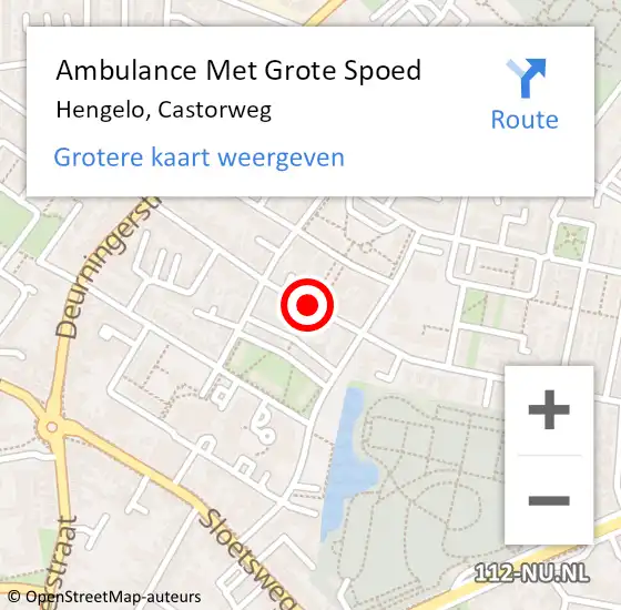 Locatie op kaart van de 112 melding: Ambulance Met Grote Spoed Naar Hengelo, Castorweg op 20 augustus 2020 21:43