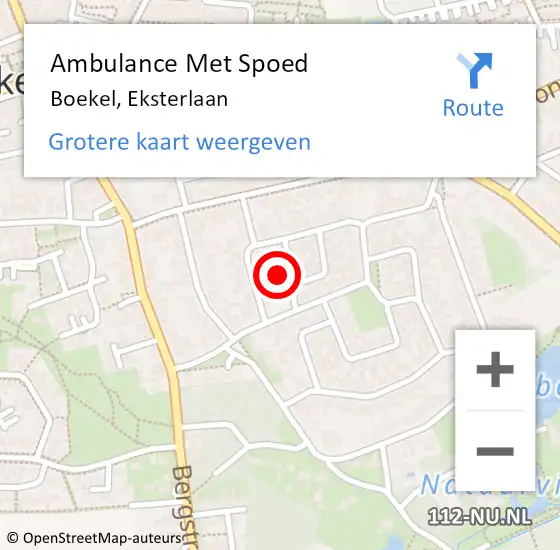 Locatie op kaart van de 112 melding: Ambulance Met Spoed Naar Boekel, Eksterlaan op 16 mei 2014 14:19