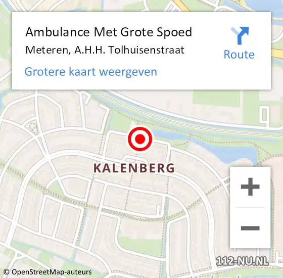 Locatie op kaart van de 112 melding: Ambulance Met Grote Spoed Naar Meteren, A.H.H. Tolhuisenstraat op 21 augustus 2020 00:00