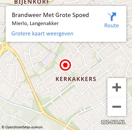 Locatie op kaart van de 112 melding: Brandweer Met Grote Spoed Naar Mierlo, Langenakker op 21 augustus 2020 00:02