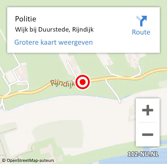 Locatie op kaart van de 112 melding: Politie Wijk bij Duurstede, Rijndijk op 21 augustus 2020 01:22