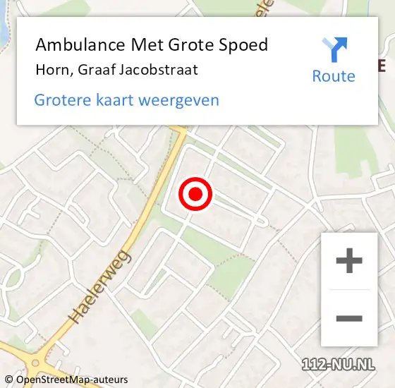 Locatie op kaart van de 112 melding: Ambulance Met Grote Spoed Naar Horn, Graaf Jacobstraat op 21 augustus 2020 04:28