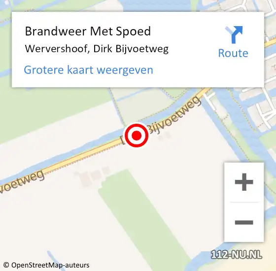 Locatie op kaart van de 112 melding: Brandweer Met Spoed Naar Wervershoof, Dirk Bijvoetweg op 21 augustus 2020 04:58