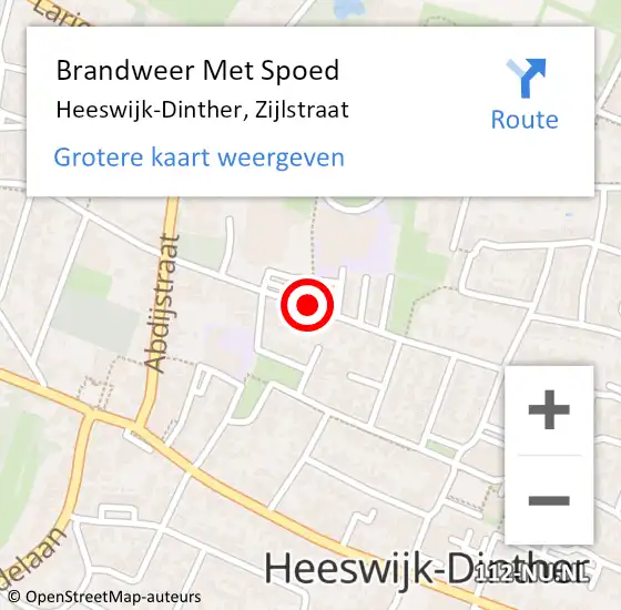 Locatie op kaart van de 112 melding: Brandweer Met Spoed Naar Heeswijk-Dinther, Zijlstraat op 21 augustus 2020 07:34