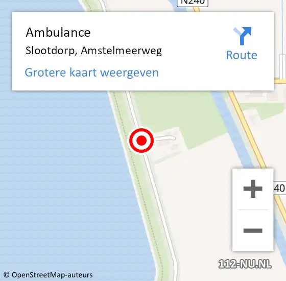 Locatie op kaart van de 112 melding: Ambulance Slootdorp, Amstelmeerweg op 21 augustus 2020 07:43