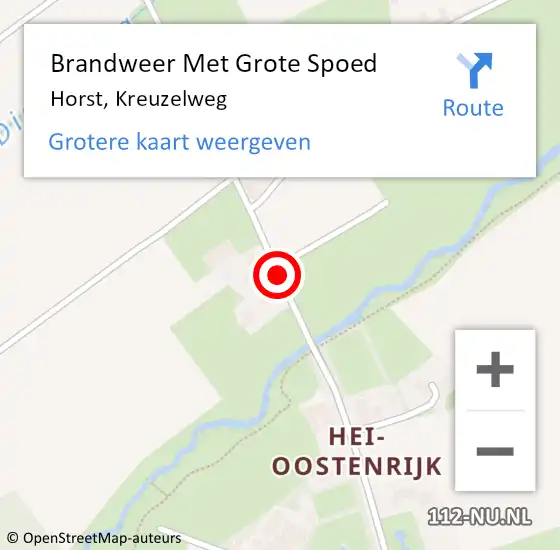 Locatie op kaart van de 112 melding: Brandweer Met Grote Spoed Naar Horst, Kreuzelweg op 21 augustus 2020 08:00