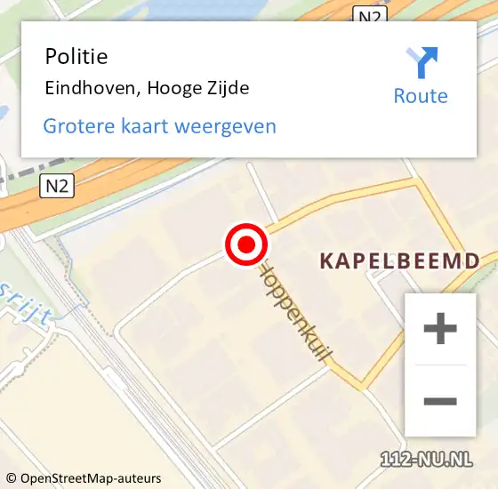 Locatie op kaart van de 112 melding: Politie Eindhoven, Hooge Zijde op 21 augustus 2020 08:01