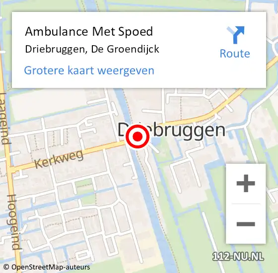 Locatie op kaart van de 112 melding: Ambulance Met Spoed Naar Driebruggen, De Groendijck op 16 mei 2014 14:41