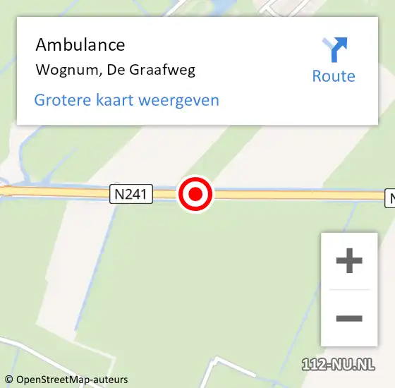 Locatie op kaart van de 112 melding: Ambulance Wognum, De Graafweg op 21 augustus 2020 09:18