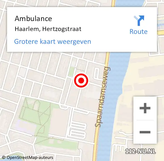Locatie op kaart van de 112 melding: Ambulance Haarlem, Hertzogstraat op 21 augustus 2020 09:23