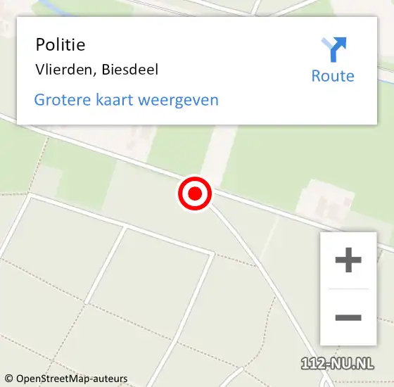 Locatie op kaart van de 112 melding: Politie Vlierden, Biesdeel op 21 augustus 2020 09:36