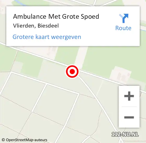 Locatie op kaart van de 112 melding: Ambulance Met Grote Spoed Naar Vlierden, Biesdeel op 21 augustus 2020 09:41