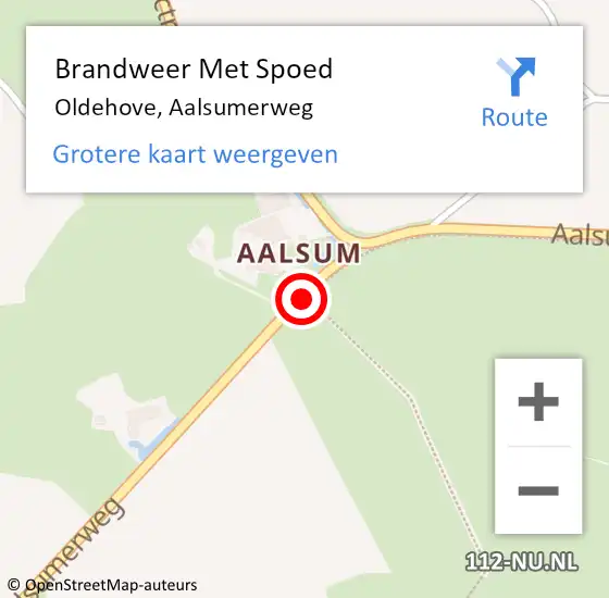 Locatie op kaart van de 112 melding: Brandweer Met Spoed Naar Oldehove, Aalsumerweg op 21 augustus 2020 09:46