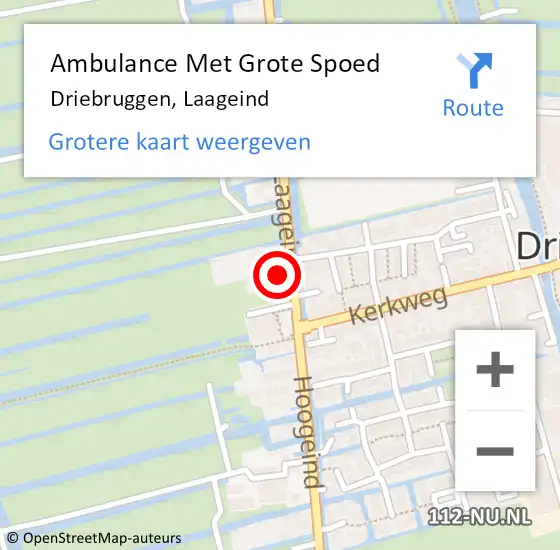 Locatie op kaart van de 112 melding: Ambulance Met Grote Spoed Naar Driebruggen, Laageind op 16 mei 2014 14:45