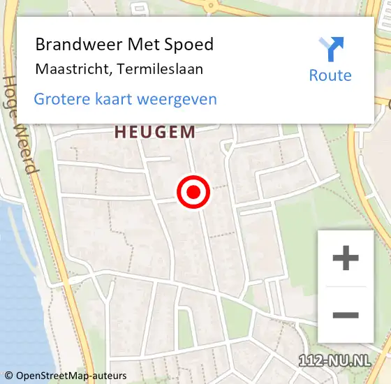 Locatie op kaart van de 112 melding: Brandweer Met Spoed Naar Maastricht, Termileslaan op 21 augustus 2020 10:47