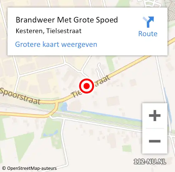 Locatie op kaart van de 112 melding: Brandweer Met Grote Spoed Naar Kesteren, Tielsestraat op 21 augustus 2020 10:51